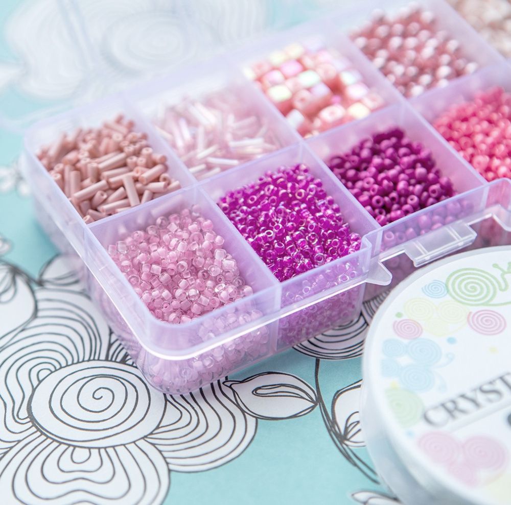 набор бисера и бусин "розовый фламинго" для рукоделия/бисероплетения/детского творчества