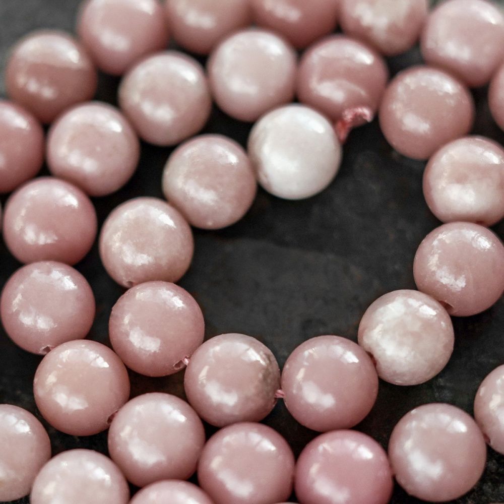 бусина опал 8, цвет розовый опал, 8 мм (стренд 8 шт.)