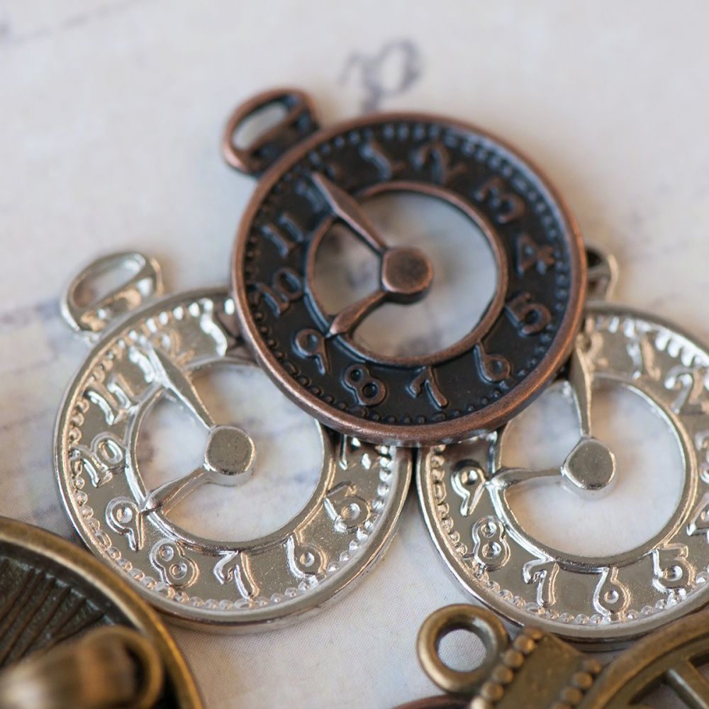 микс металлический из подвесок "часы", цветовой и размерный микс (уп 20 г)