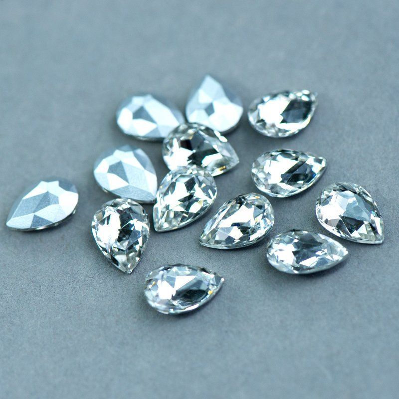 кабошон стекло кристалл, каплевидный, цвет crystal, 14х10 мм