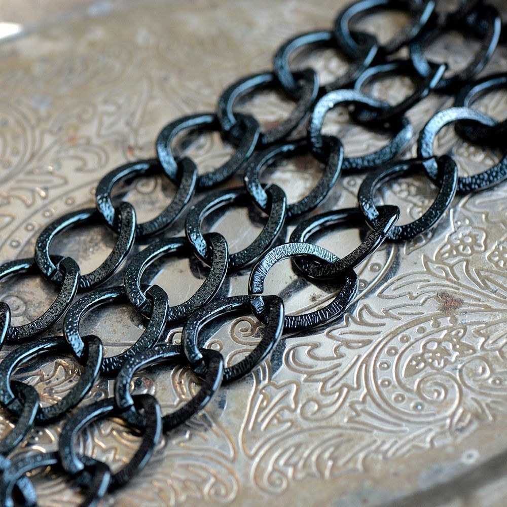 цепочка "бриз", алюминий, цвет черный, 15x20 мм