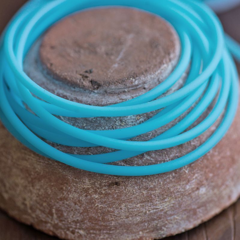 шнур резиновый, с отверстием, цвет голубой, 3 мм