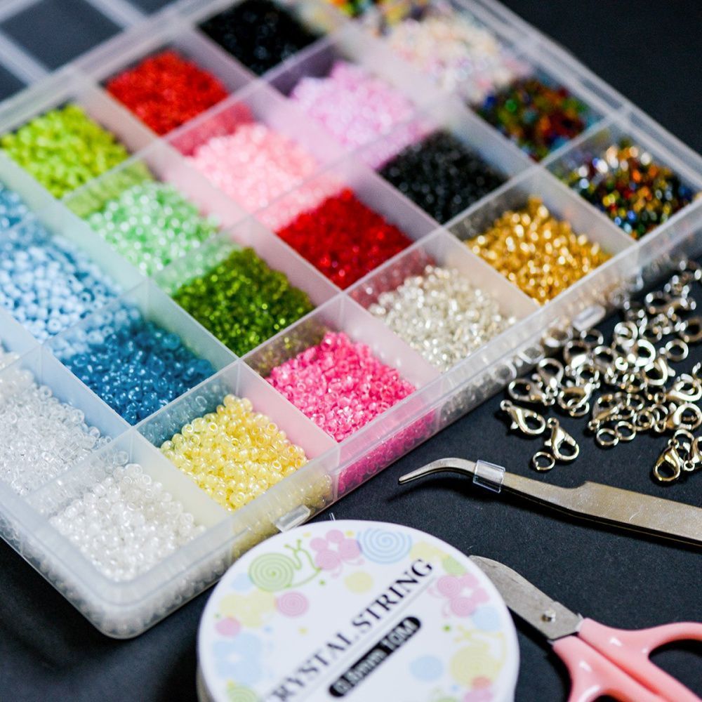 набор бисера и фурнитуры "летние каникулы", в органайзере, 24 цвета