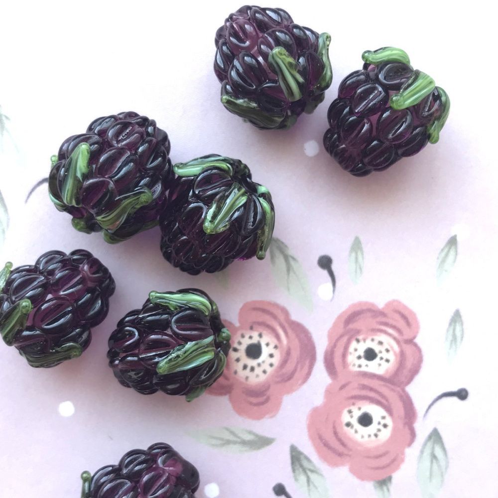 бусина, мурано "ежевика", фиолетовый, 15х12 мм