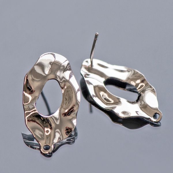 пуссеты "бриз", покрытие платиной + серебро 925, 24.5x13 мм