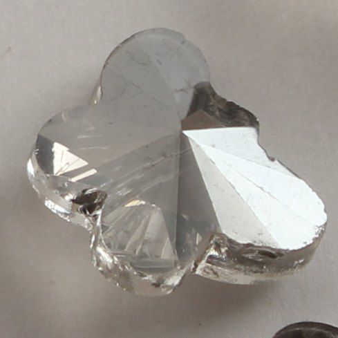 бусина, стекло, "бабочка", граненая, цвет серый, 11.5х14.5х8 мм