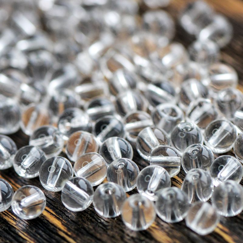 бусина, стекло 6, цвет прозрачный, 6 мм