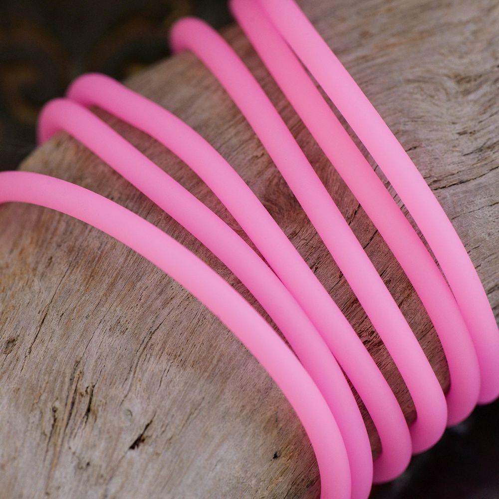 шнур резиновый, с отверстием, цвет розовый, 3 мм
