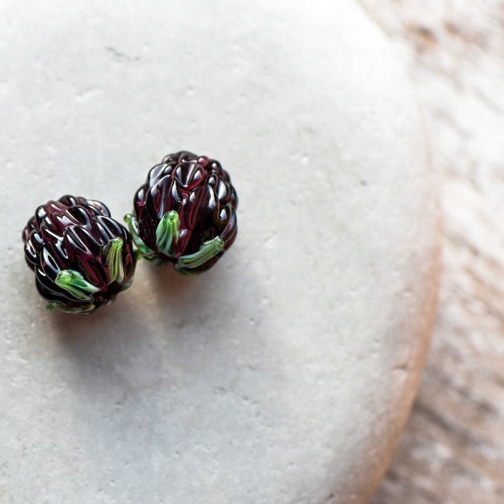 бусина, мурано "ежевика", фиолетовый, 15х12 мм