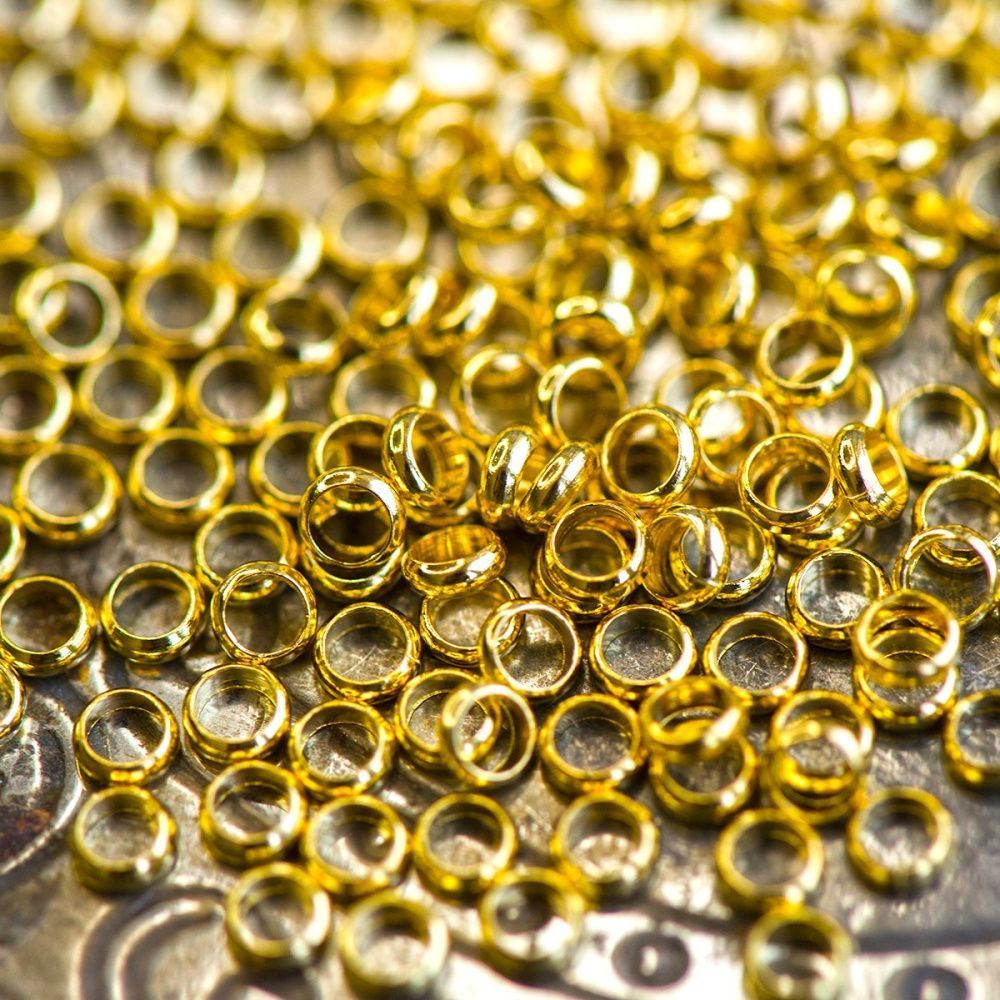 разделитель для бусин "шайба", цвет золото, 3.5x1 (уп 4 г)