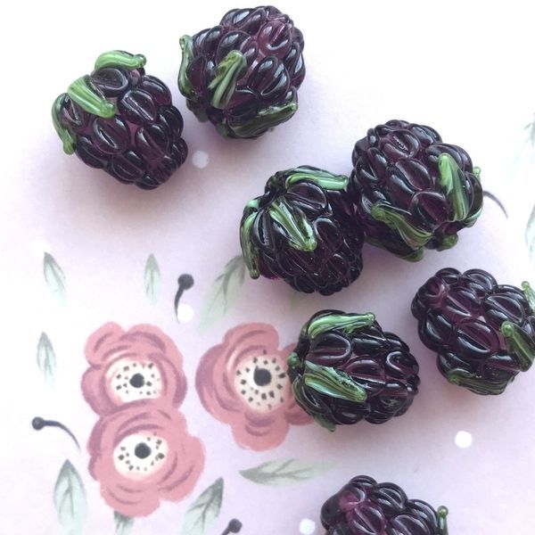 бусина, мурано "ежевика", фиолетовый, 15х12 мм