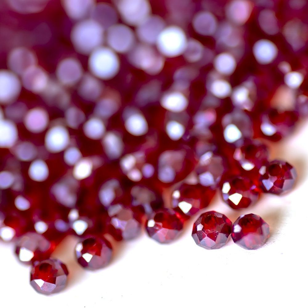 бусина, стекло абакус 2,5, граненая, цвет красный радужный, 2.5х2 мм (уп 85+/-10 шт)