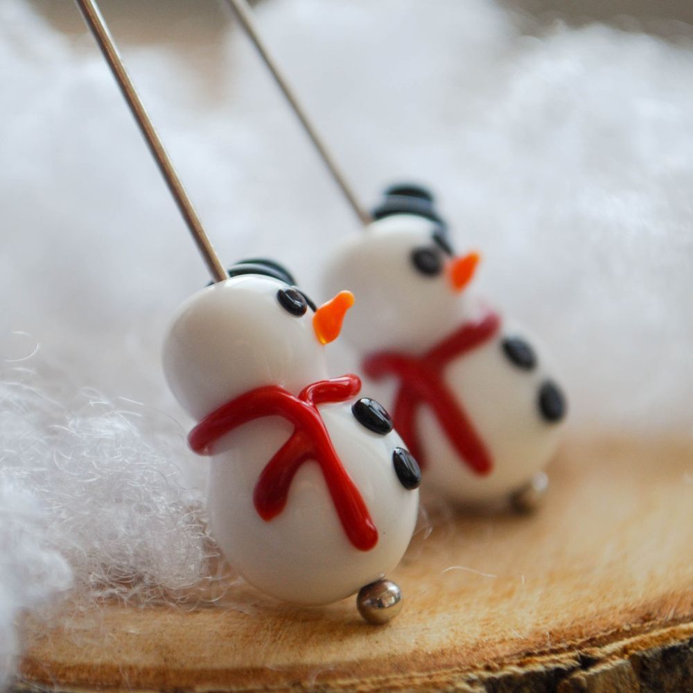 бусина, мурано "снеговичок", фигурная, белый, 12х20 мм