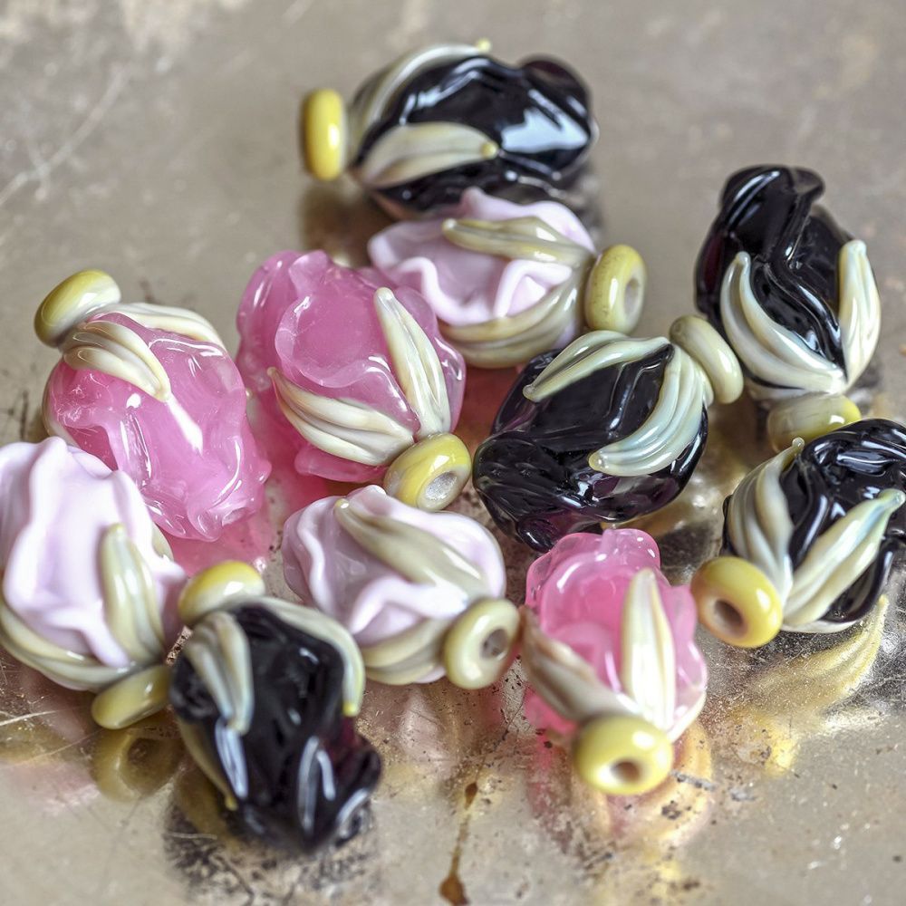 бусина, мурано "розовый бутон", светло-розовый, 15-16х10-11 мм