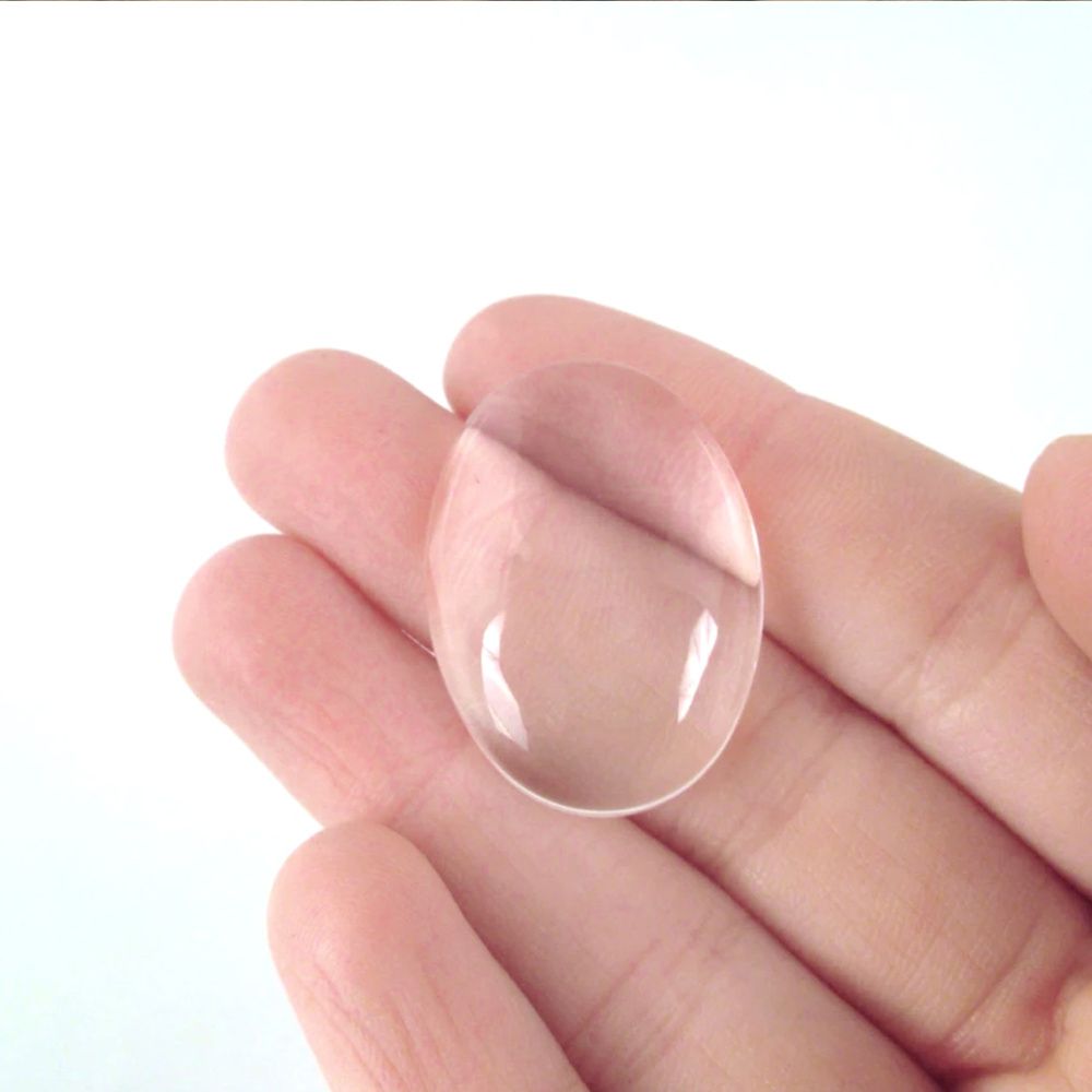 кабошон стеклянный, овальный, прозрачный, 20х30 мм