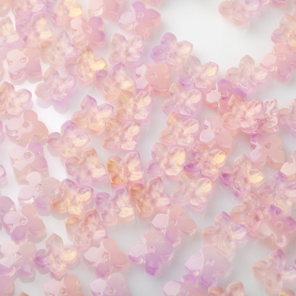 бусина "вероника", стекло, цвет розовый, 10x10x3.5 мм