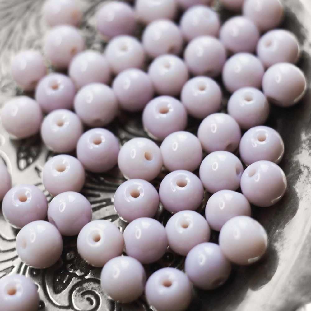 бусина, стекло 8, цвет розово-коричневый, 8 мм