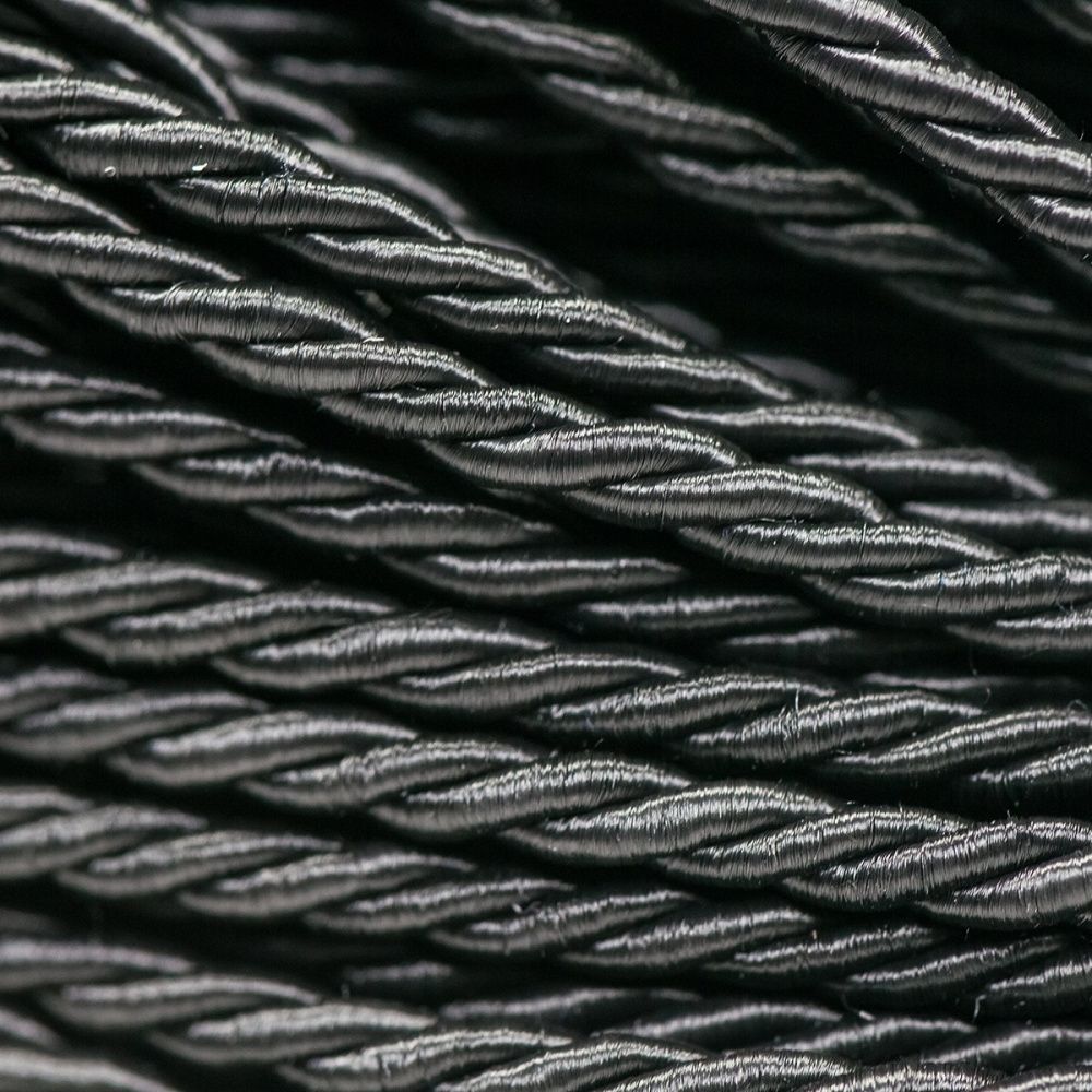 шнур витой из полиэстера, цвет черный 3.5 мм