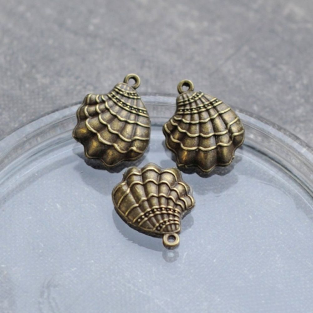 подвеска металлическая "ракушка", цвет античная бронза, 22x17 мм