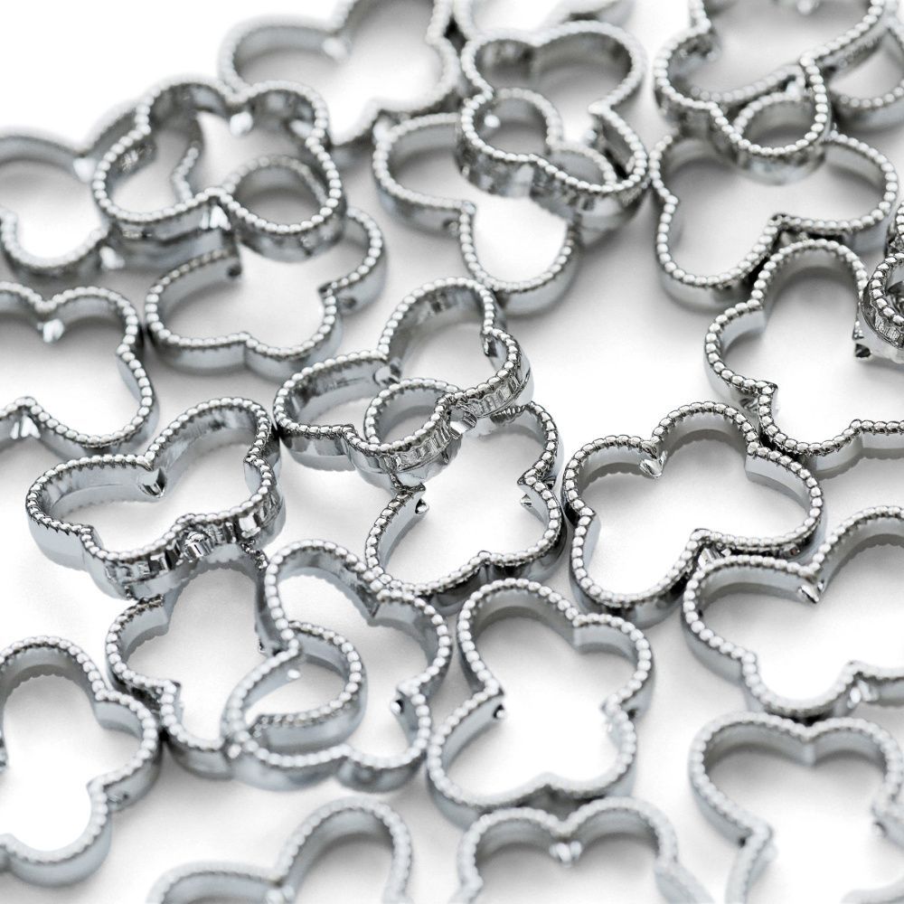 рамка для бусин "бабочка", цвет платина, 13x17.5x5x4 мм