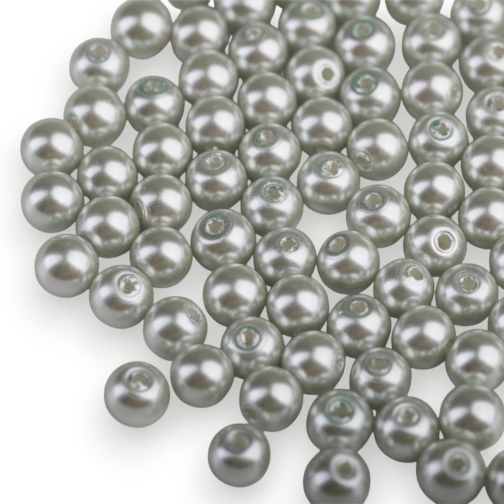 бусина, имитация жемчуга, стекло 4, цвет серебристая дымка, 4 мм (уп 50+/-5 шт)