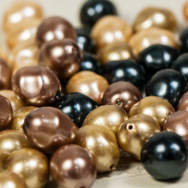 бусина, имитация жемчуга "боб", стекло, цветовой микс, 14х12 мм