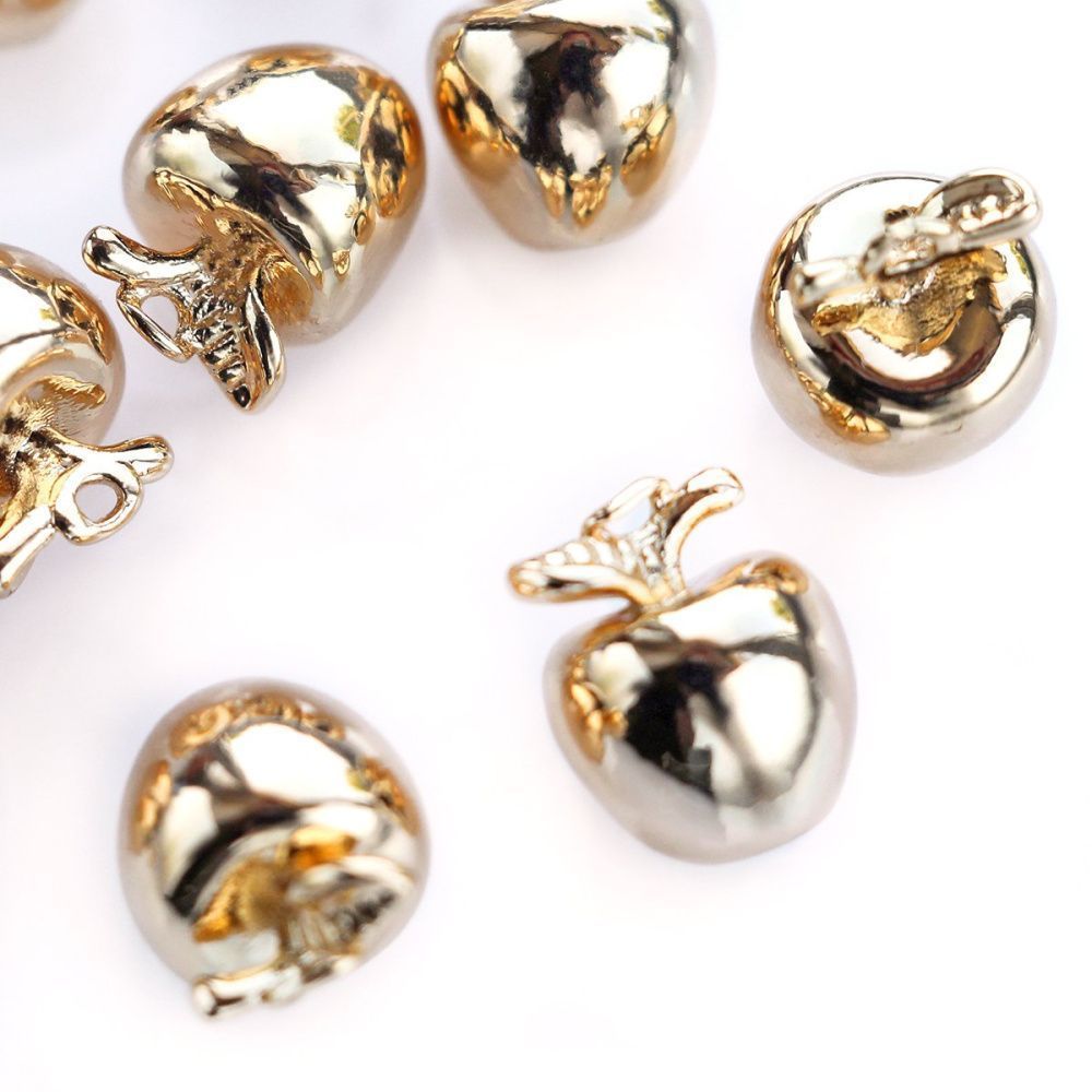 подвеска металл "яблоко", позолота, 10x8x7.5 мм