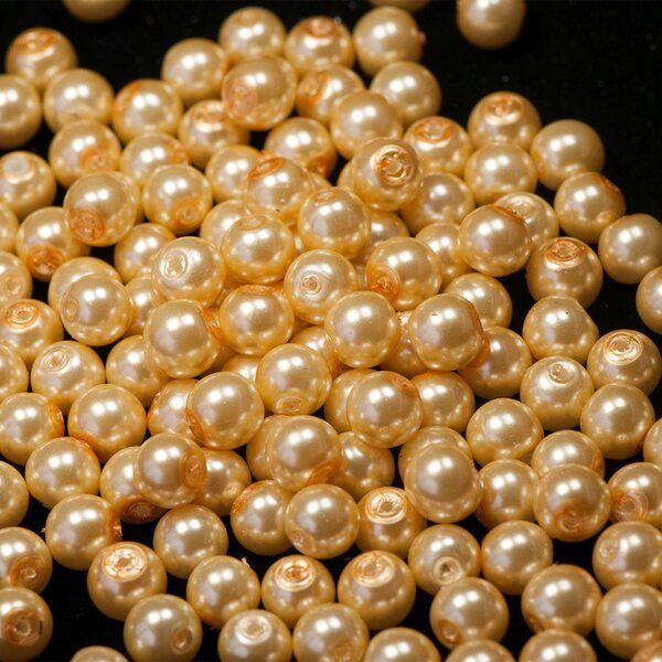 бусина, имитация жемчуга, стекло 8, цвет кремовый, 8 мм (уп 20 шт)