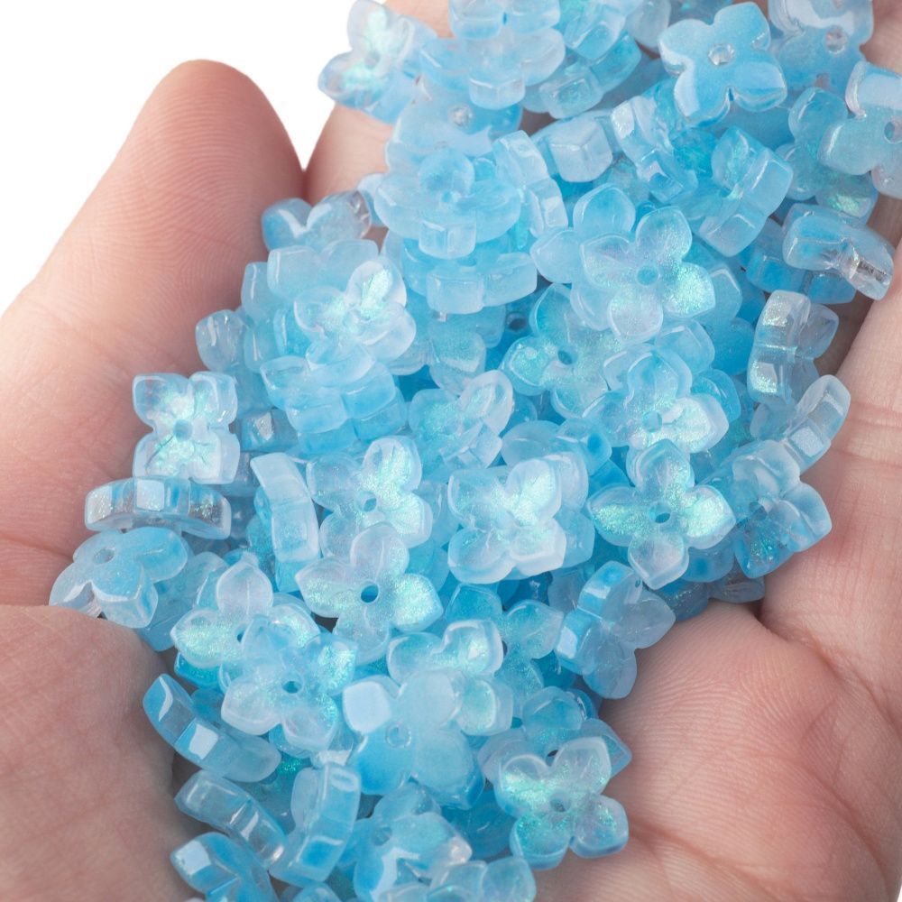 бусина "вероника", стекло, цвет голубой, 10x10x3.5 мм