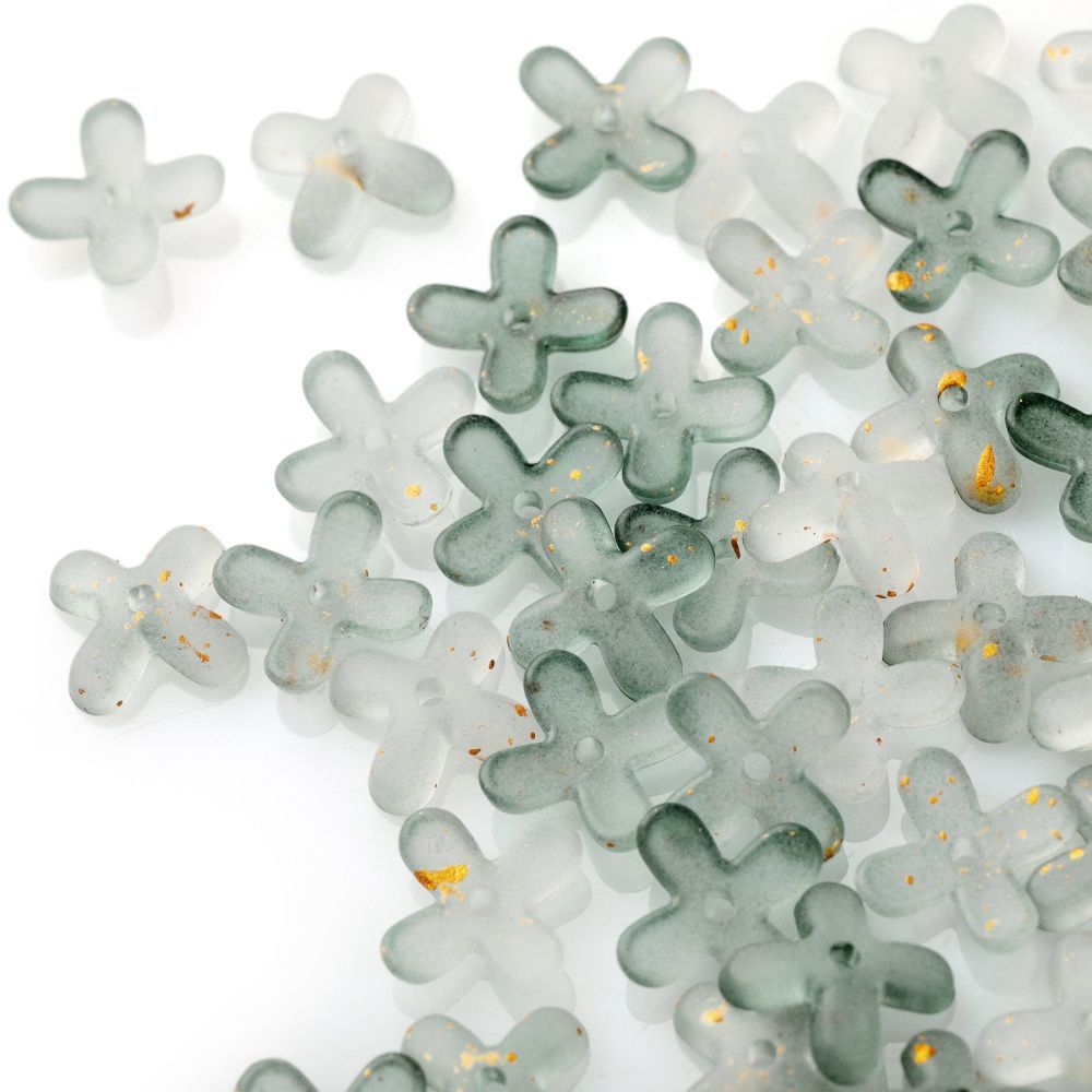 бусина, акрил "клематис", матовая, цвет полынный, 11.5x11.5x3 мм