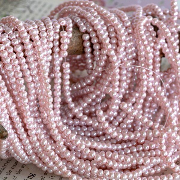 бусина, имитация жемчуга, стекло 4, цвет розовый, 4 мм (уп 50+/-5 шт)