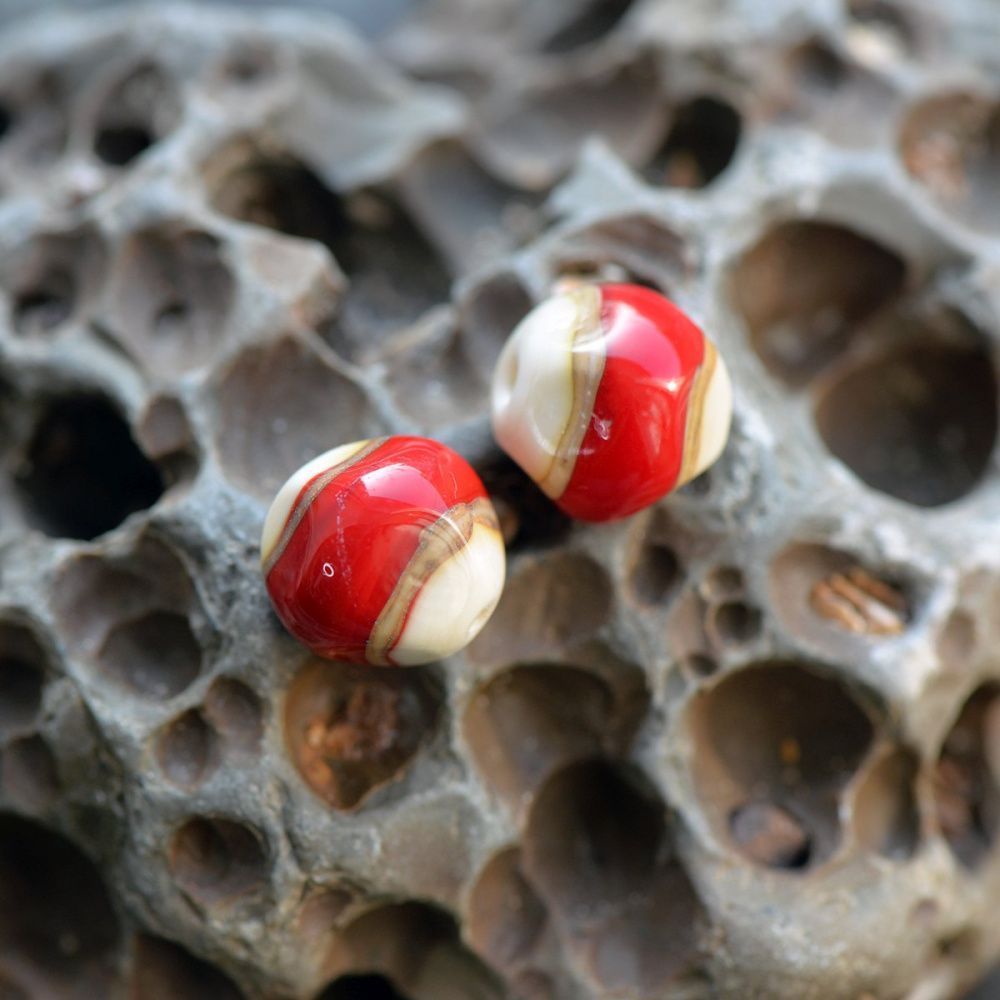 бусина, мурано "пунш", круглая, стекло,14-15 мм