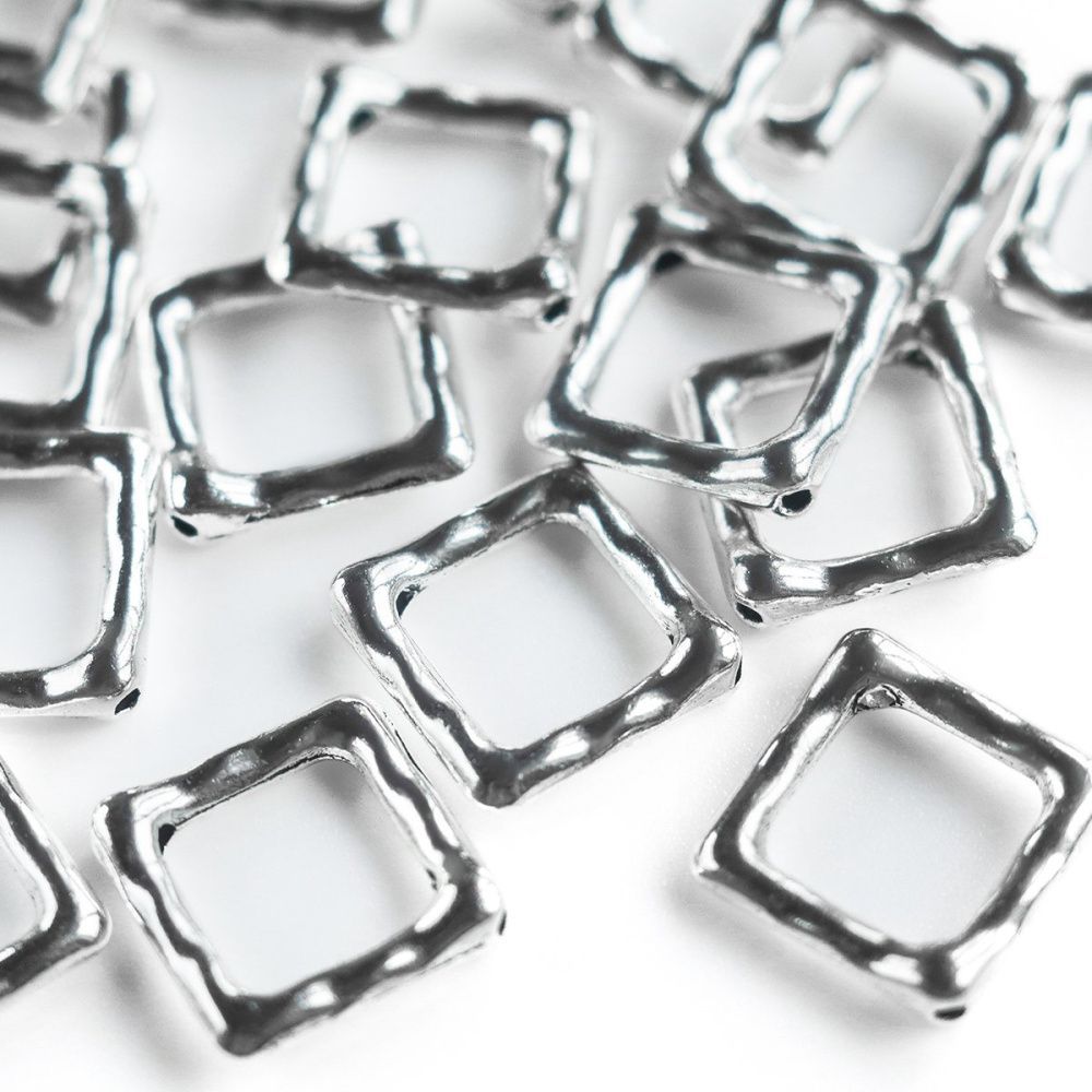 рамка для бусин "тетрагон", цвет античное серебро, 16x16x2 мм