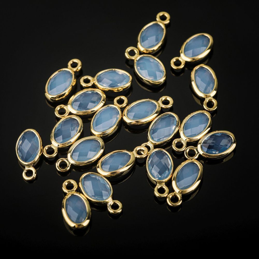 подвеска металл "эллипс", позолота/красный, 9x4.5x2 мм