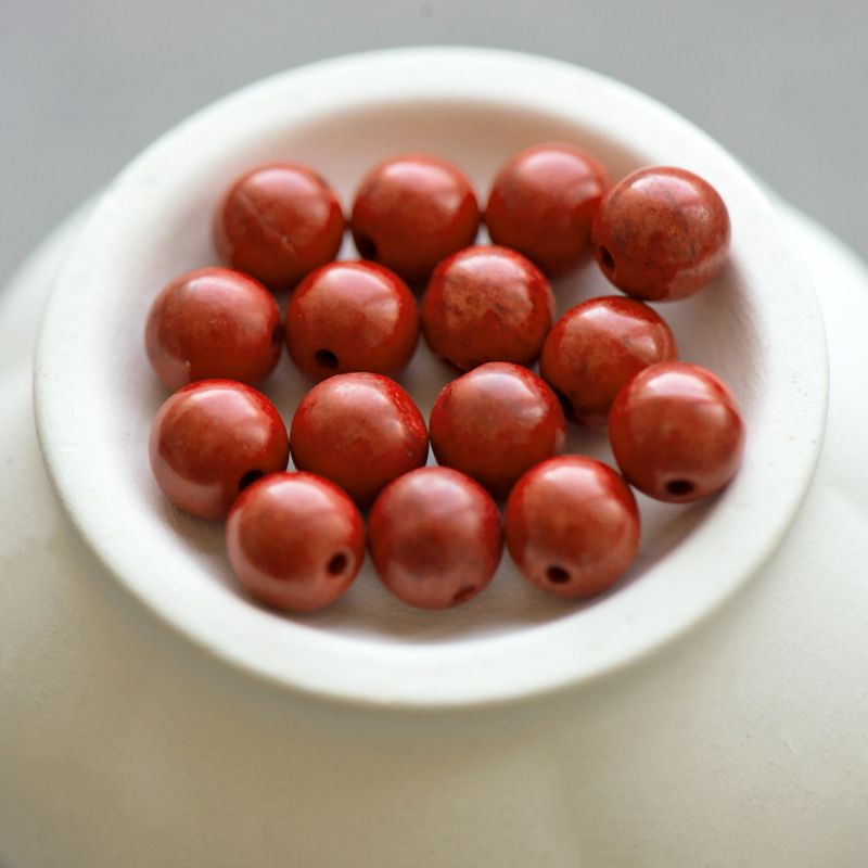 бусина говлит синтетический, цвет красный, 8 мм (стренд 12 шт.)