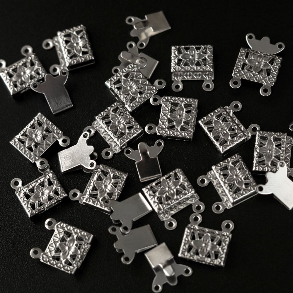 замок для украшений "фрейм", 304 stainless steel, цвет стальной, 15x10x3 мм