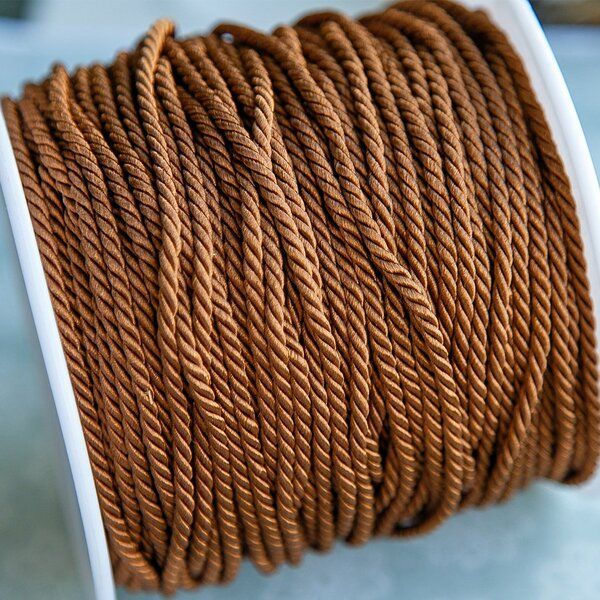 шнур витой из полиэстера, цвет рыжий коричневый, 3.5 мм