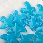 Бусина, Лэмпворк "Голубь", стекло, цвет яркий голубой, 34x42x9 мм