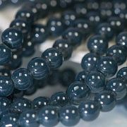 Бусина, имитация нефрита, стекло 6, цвет темно-серый, 6 мм