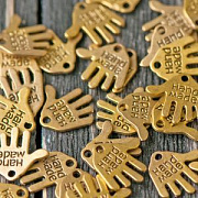 Подвеска металлическая "Hand made", цвет античное золото, 12.5х13х1 мм