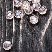 Бусина, стекло абакус 12, граненая, цвет розовый радужный, 12х8 мм