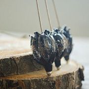 Бусина, Мурано "Колокольчик", фигурная, черный, 17х14 мм