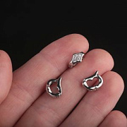 Замок для украшений "Ромбо", покрытие платина/циркон, 10x5.5x8 мм