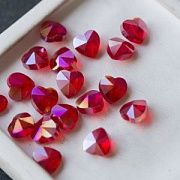 Бусина "Сердечко", стекло, цвет красный радужный, 10x10x6.5 мм
