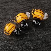 Бусина, Лэмпворк "Пчелка", стекло, цвет черный/желтый, 15.2-16x14.5-16.5x11.2 мм
