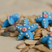 Бусина, Мурано "Морская звездочка", голубой, 23х20 мм