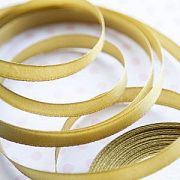 Лента, атлас, цвет золотисто-зеленый, ширина 10 мм