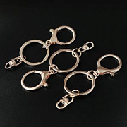 Карабин-лобстер для брелоков, с кольцом, цвет розовое золото, 87 мм