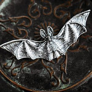 Подвеска металлическая "Batty", цвет античное серебро, 26x76x7 мм