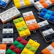 Подвеска из смолы "Лего", цветовой микс, 36x15.5x8 мм